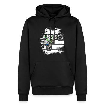 Motocross / Enduro / Freestyle mx / Dirtbike retro - Männer Premium Bio Hoodie - Schwarz - Vorne - Nico (187cm)