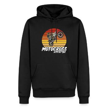 Motocross / Enduro / Freestyle mx / Dirtbike retro - Männer Premium Bio Hoodie - Schwarz - Vorne - Nico (187cm)