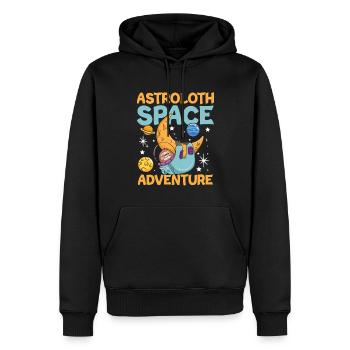 Astroloth Space Adventure Faultier - Männer Premium Bio Hoodie - Schwarz - Vorne - Nico (187cm)