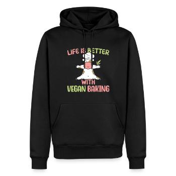 Life is better with Vegan Baking - Männer Premium Bio Hoodie - Schwarz - Vorne - Nico (187cm)