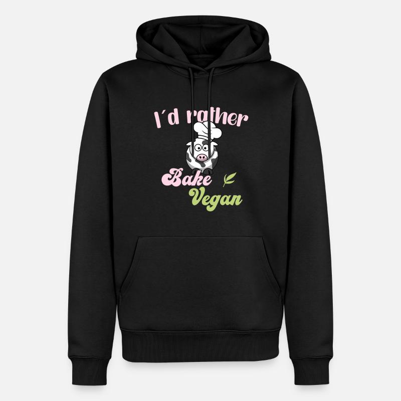 I'd rather bake vegan - Männer Premium Bio Hoodie - Schwarz
