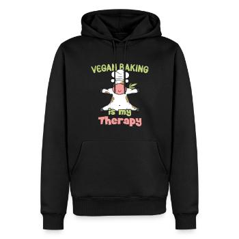 Vegan Baking is my Therapy - Männer Premium Bio Hoodie - Schwarz - Vorne - Nico (187cm)