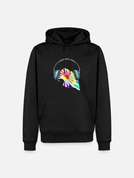 Fehmarn Kopfhörer Musik Bunt - Männer Premium Bio Hoodie - Schwarz