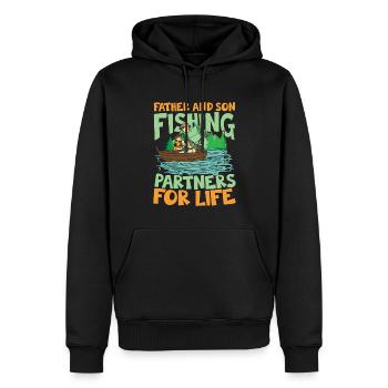 Father And Son Fishing Partners For Life - Männer Premium Bio Hoodie - Schwarz - Vorne - Nico (187cm)