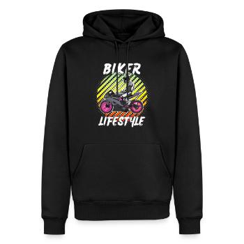 Moto Lifestyle / Moto / Moto motard - Sweat à capuche Premium bio Homme - noir - Devant - Nico (187cm)