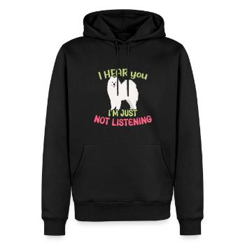 Je t’entends! Je n’écoute tout simplement pas. - Sweat à capuche Premium bio Homme - noir - Devant - Nico (187cm)