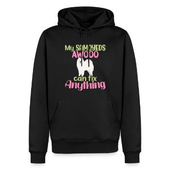 My Samoyeds AWOOO can fix Anything - Men’s Premium Organic Hoodie - black - Front - Nico (187cm)