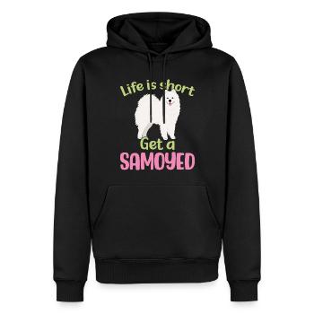 Life is short - Get a Samoyed - Men’s Premium Organic Hoodie - black - Front - Nico (187cm)
