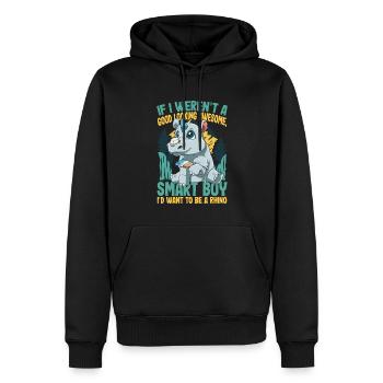 Nashorn malt sich Horn an - Männer Premium Bio Hoodie - Schwarz - Vorne - Nico (187cm)