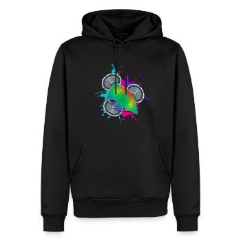 Fehmarn Lautsprecher Musik Bunt Insel - Männer Premium Bio Hoodie - Schwarz - Vorne - Nico (187cm)
