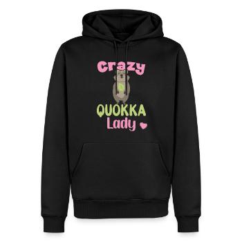 Crazy Quokka Lady / Grinsendes Quokka - Sweat à capuche Premium bio Homme - noir - Devant - Nico (187cm)