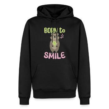 Né pour sourire / Sourire Quokka - Sweat à capuche Premium bio Homme - noir - Devant - Nico (187cm)