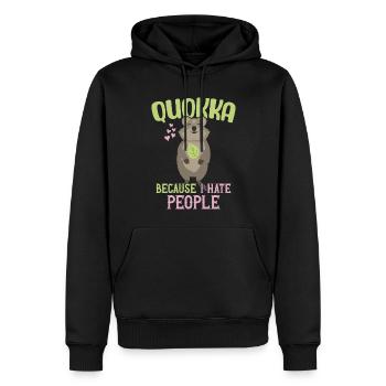 Quokka - Parce que je déteste les gens / Sourire Quokka - Sweat à capuche Premium bio Homme - noir - Devant - Nico (187cm)