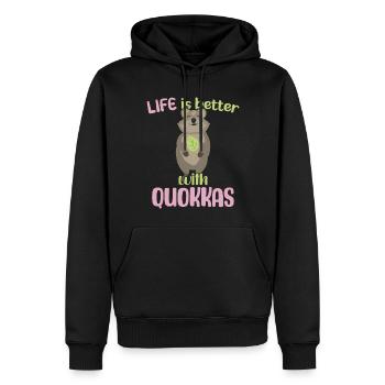 La vie est meilleure avec Quokkas - Grinning Quokka - Sweat à capuche Premium bio Homme - noir - Devant - Nico (187cm)