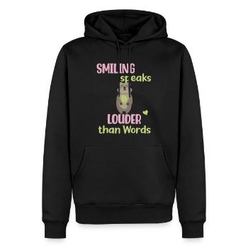 Le sourire est plus éloquent que les mots - Süßes Quokka - Sweat à capuche Premium bio Homme - noir - Devant - Nico (187cm)
