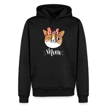 Mignon Kawaii drôle de chat disant miaulement - Sweat à capuche Premium bio Homme - noir - Devant - Nico (187cm)