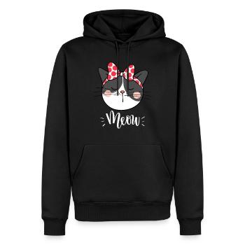 Mignon Kawaii drôle de chat disant miaulement - Sweat à capuche Premium bio Homme - noir - Devant - Nico (187cm)