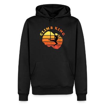 Climbing Sunset Vintage - Climb King - Men’s Premium Organic Hoodie - black - Front - Nico (187cm)