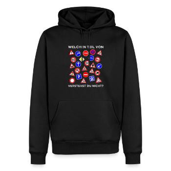 Lustiger Spruch Fahrlehrer Verkehrsschild Schilder - Männer Premium Bio Hoodie - Schwarz - Vorne - Nico (187cm)
