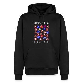 Verkehrsschilder Schilder Führerschein Fahrschule - Männer Premium Bio Hoodie - Schwarz - Vorne - Nico (187cm)