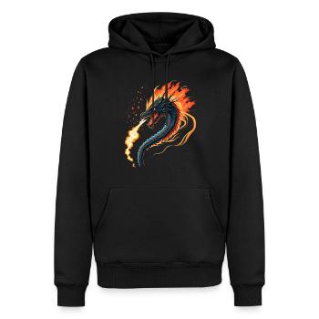 Ein Drache, der Feuer spuckt - Männer Premium Bio Hoodie - Schwarz - Vorne - Nico (187cm)