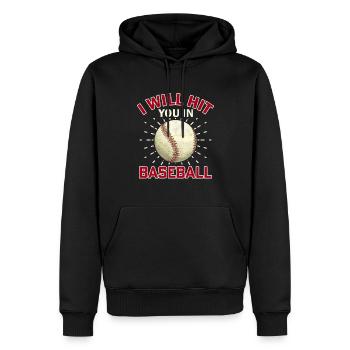 Ich werde dich im Baseball schlagen - Baseball - Männer Premium Bio Hoodie - Schwarz - Vorne - Nico (187cm)