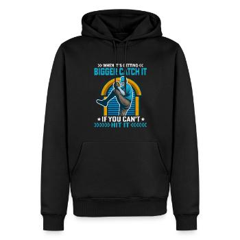 Wenn es größer wird, fang es, wenn du es nicht - Männer Premium Bio Hoodie - Schwarz - Vorne - Nico (187cm)
