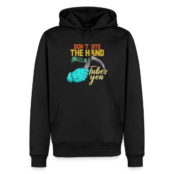 Ne mordez pas la main qui vous engourdit - - Sweat à capuche Premium bio Homme - noir - Devant - Nico (187cm)