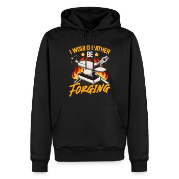 Je préférerais forger - forgeron - Sweat à capuche Premium bio Homme - noir - Devant - Nico (187cm)