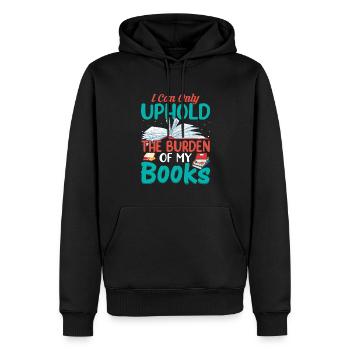 Je ne peux porter que le fardeau de mes livres... - Sweat à capuche Premium bio Homme - noir - Devant - Nico (187cm)