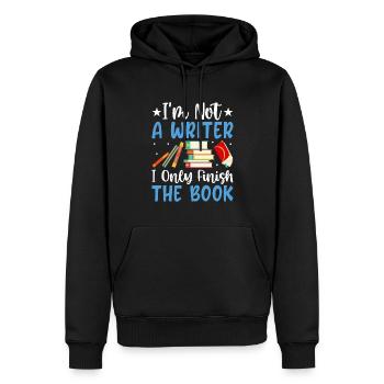 Ich bin kein Schriftsteller, ich beende nur das - Männer Premium Bio Hoodie - Schwarz - Vorne - Nico (187cm)