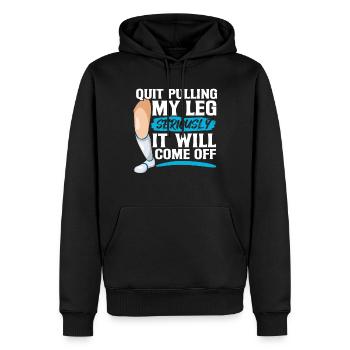 Arrête de me tirer sérieusement la jambe, ça - Sweat à capuche Premium bio Homme - noir - Devant - Nico (187cm)