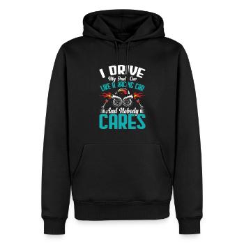 Ich fahre das Auto meines Vaters wie ein - Männer Premium Bio Hoodie - Schwarz - Vorne - Nico (187cm)