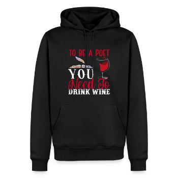Pour être poète, il faut boire du vin - - Sweat à capuche Premium bio Homme - noir - Devant - Nico (187cm)