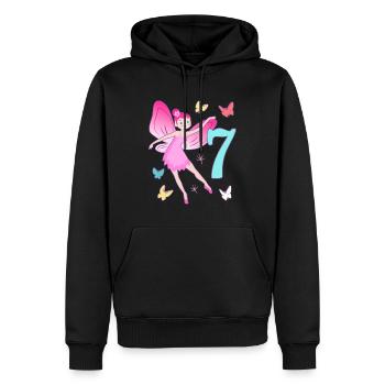 Fée 7ème anniversaire fille 7 ans Petites fées - Sweat à capuche Premium bio Homme - noir - Devant - Nico (187cm)