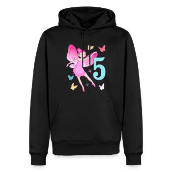 Fée 5ème anniversaire fille 5 ans Petites fées - Sweat à capuche Premium bio Homme - noir - Devant - Nico (187cm)