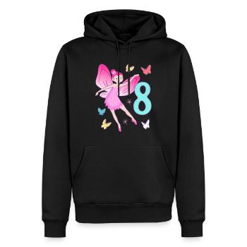 Fée 8ème anniversaire fille 8 ans Petites fées - Sweat à capuche Premium bio Homme - noir - Devant - Nico (187cm)