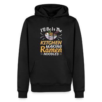 Je suis dans la cuisine en train de faire des nouilles ramen - - Sweat à capuche Premium bio Homme - noir - Devant - Nico (187cm)