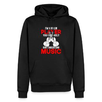 Je suis violoniste, ce que vous évidemment - Sweat à capuche Premium bio Homme - noir - Devant - Nico (187cm)