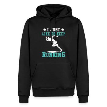 Jogging Dicton pour courir - Runners - Sweat à capuche Premium bio Homme - noir - Devant - Nico (187cm)