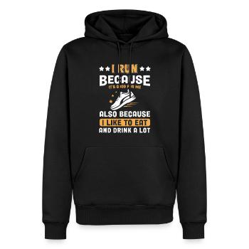 Jogging Dicton pour courir - Runners - Sweat à capuche Premium bio Homme - noir - Devant - Nico (187cm)