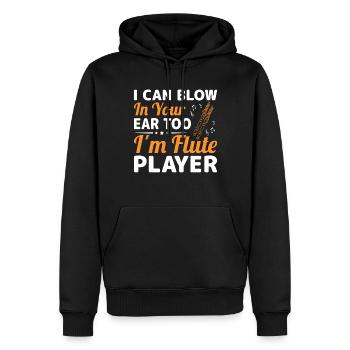 Ich kann dir auch ins Ohr blasen, ich bin - Männer Premium Bio Hoodie - Schwarz - Vorne - Nico (187cm)