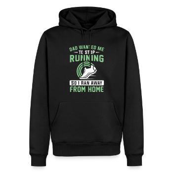 Jogging Dicton pour courir - Runners - Sweat à capuche Premium bio Homme - noir - Devant - Nico (187cm)