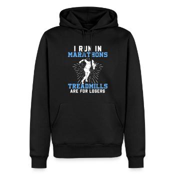 Jogging Dicton pour courir - Runners - Sweat à capuche Premium bio Homme - noir - Devant - Nico (187cm)