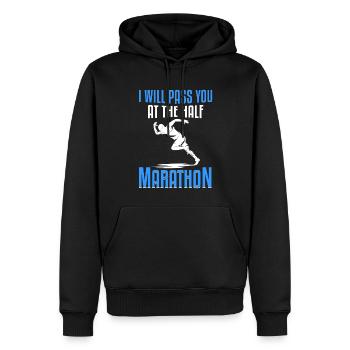 Jogging Dicton pour courir - Runners - Sweat à capuche Premium bio Homme - noir - Devant - Nico (187cm)