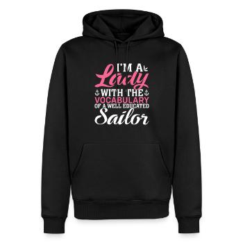Voile de yacht qui dit drôle de voilier - Sweat à capuche Premium bio Homme - noir - Devant - Nico (187cm)