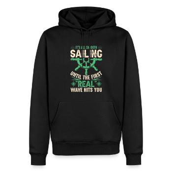 Voile de yacht qui dit drôle de voilier - Sweat à capuche Premium bio Homme - noir - Devant - Nico (187cm)