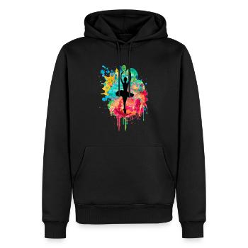 Ballerina in PopArt beim Tanzen - Männer Premium Bio Hoodie - Schwarz - Vorne - Nico (187cm)