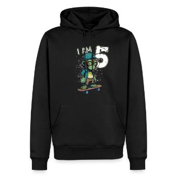 Anniversaire des enfants 5 ans - singe patineur - Sweat à capuche Premium bio Homme - noir - Devant - Nico (187cm)