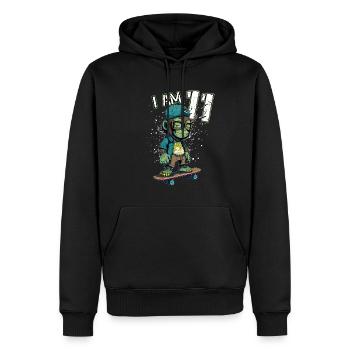 Anniversaire des enfants 11 ans - singe patineur - Sweat à capuche Premium bio Homme - noir - Devant - Nico (187cm)